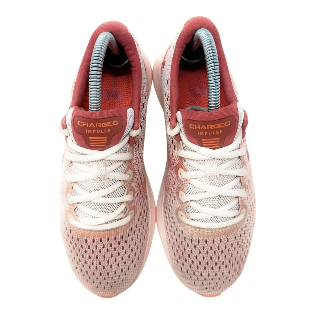 Under Armour Charged Impulse Women 7.5 Pink Orange Running Shoes 3022572-800